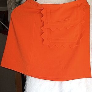 Victoria Beckham  party orange skirt, mini, sz.S, pocket accent trim, like new